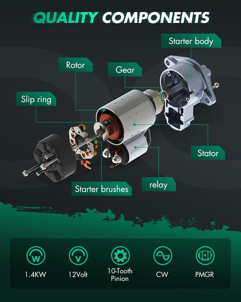 SCITOO محرك بدء التشغيل 19110 2009 لأودي A4 A5 A6 A7 A8 3.0L 4.0L 4.2L Q5 3.0L 3.2L Q7 3.0L RS5 4.2L RS7 4.0L S4 S5 S6 S7 S8 4.0L 2014-2017 SQ5 3.0L PMGR 12V 1.2kW CW 10 سن - Image 5